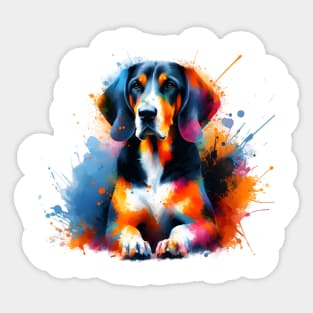 Energetic Transylvanian Hound in Vivid Splash Art Style Sticker